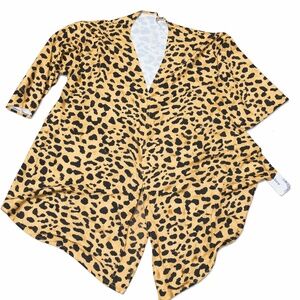NWT Ckikiou Leopard Print Tie-Front Blouse Size L | Chic & Flowy